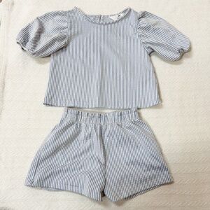 H&M Girls Blue Striped 2-Piece Top and Shorts set – sz 6x